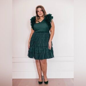Elegant Green Ruffled Dress